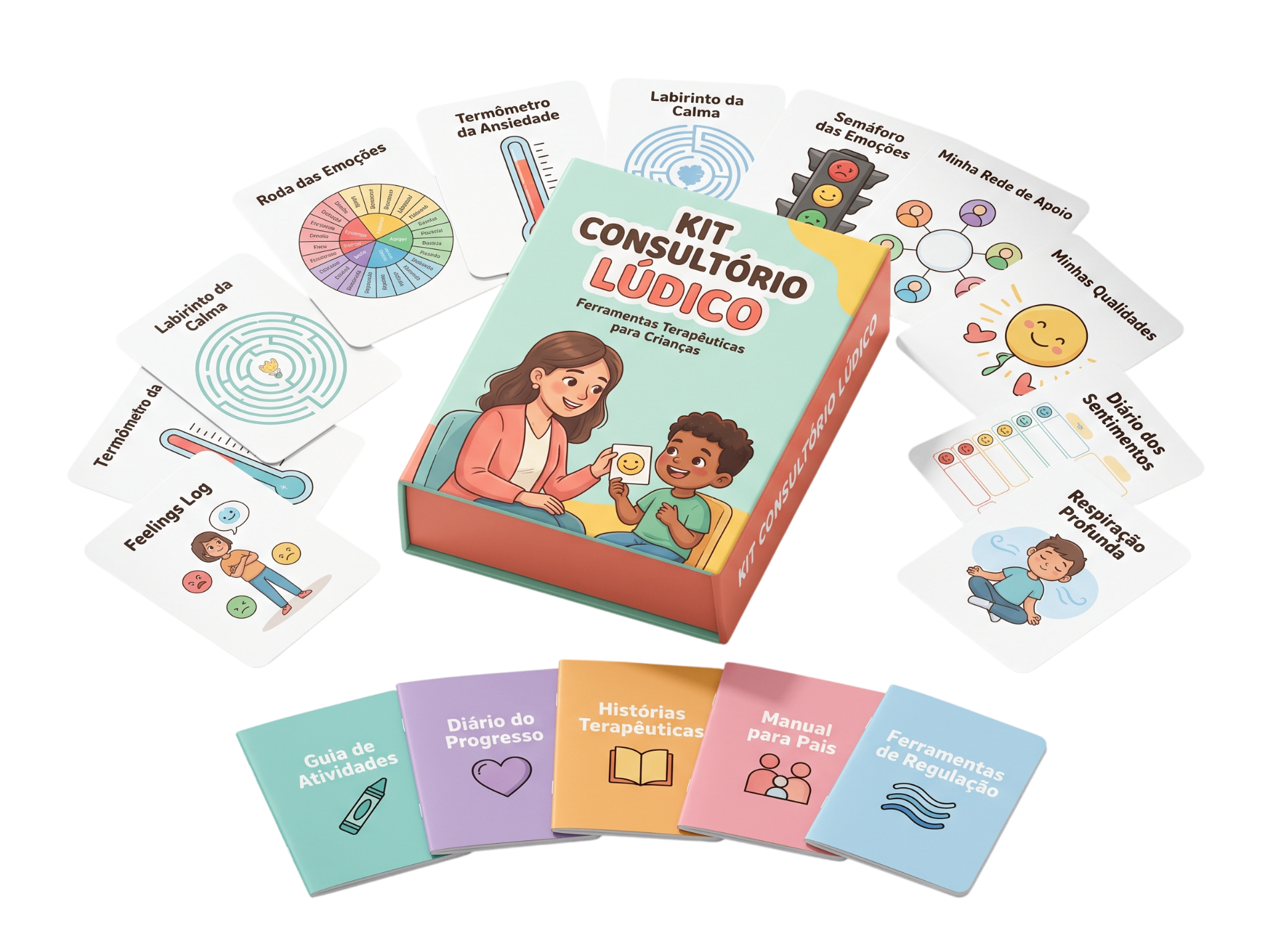 Kit Consultório Lúdico — caixa e cartas terapêuticas