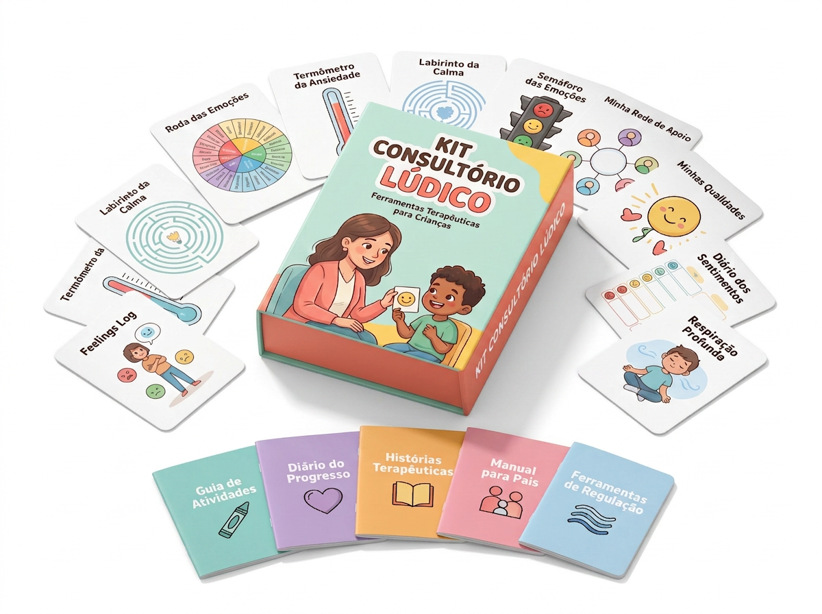 Mockup do Kit Consultório Lúdico completo